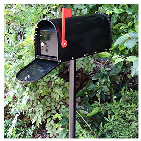 KONGY Briefkasten, Stehend Im Freien Galvanisierter Stahl Wetterfest Post Box Abschließbar Amerikanischer Stil Zeitung Letterbox Letterbox (Farbe : Schwarz)