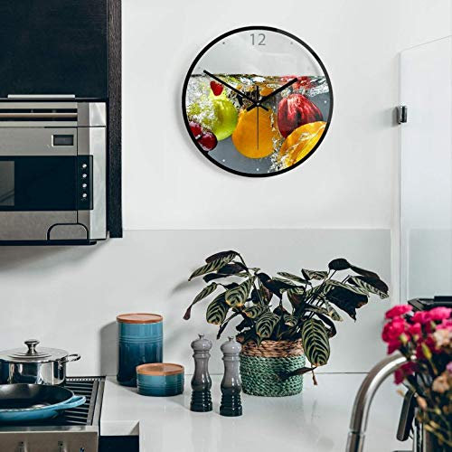K&L Wall Art lautlose 30cm Große Küchenuhr Wanduhr Küche Glasuhr Wandbild Obst Glasbild Kunst Uhr aus Glas mit Quarz Uhrwerk