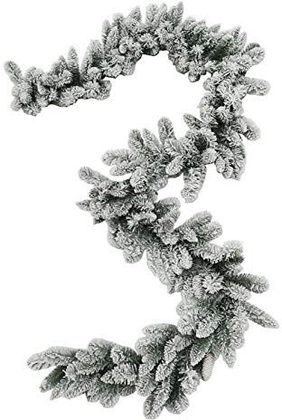MAURY'S Ghirlanda Natalizia per Interno e Esterno Realistica con Pigne e Rami Verde Innevati Abete 270 CM Decorazione Natalizia per Porta o Camino