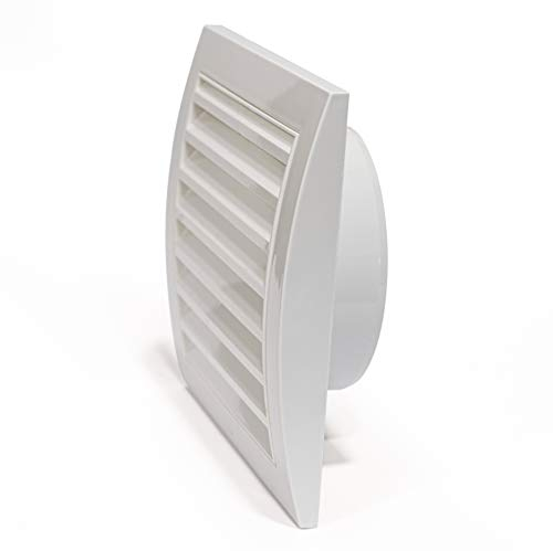 Vent Systems 100 mm Ventilador de ventilación de la secadora y tubo de ventilación del baño, rejilla exterior blanca, cubierta de ventilación de la secadora - evita la entrada de insectos - 10 cm