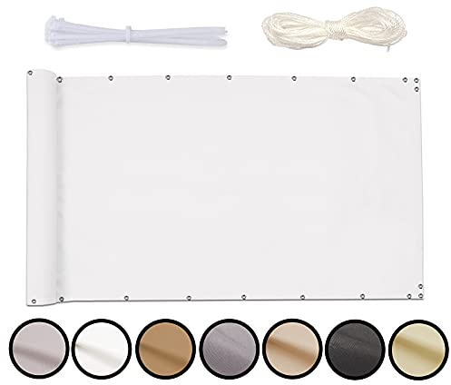 MEEYI Sichtschutzstreifen Sichtschutz Garten Sichtschutzzaun Sichtschutz Windschutz Verkleidung für Balkon Terrasse Zaun 100x1600cm Weiß