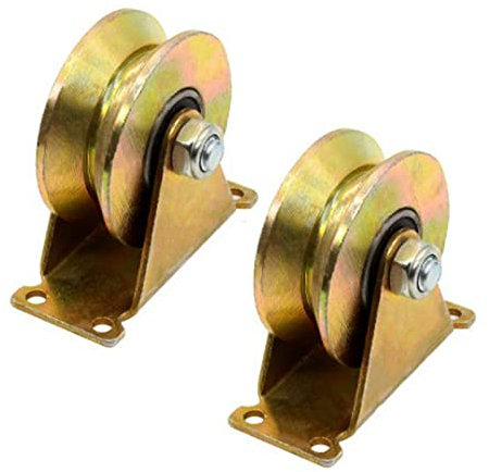 2 Pièces Roulette Portail Coulissant,Roues à Gorge en V,Roulettes Fortes Charges,Roues pour Portail Coulissant 50mm,Roue Rigide En Acier Roulette,V Rouleau de Porte Coulissante En Acier,Roulettes