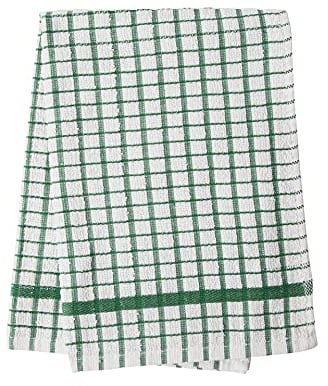 Alanna Jones Set of 6, 45 x 65 cm Large 100% Cotton Luxury Check Soft Kitchen Tea Towels Perfect for Household and Professional Restaurant Bar Catering Kitchen Dish Cloth (Set of 6 Green)