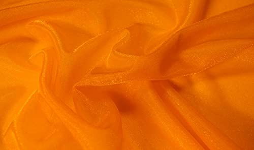 Fabrics-City orange stretch fein Netz Mesh Glitzer Stoff Meterware ab 50cm Tüllstoff Dekonetz Gitterstoff Gardinentüll Tüll zum nähen basteln Damen Damenmode Damenbekleidung, 5284