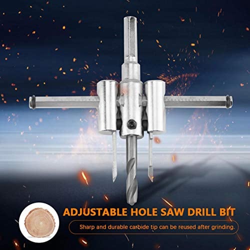 ASHATA 30mm bis 200mm Verstellbarer Kreislochschneider Set Heavy Duty Holz Lochsäge Kreisschneider Heavy Duty Holz DIY Werkzeuge für die Holzbearbeitung
