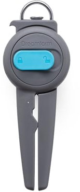 Dreamfarm Dopener 3-in-1 Ergonomic Can Opener Smoothes Can Edges for Safe Removal with Jar Lid Seal-Breaker & Can Ring Puller - Grey/Gray