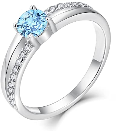 YL Bague Femme Fiançailles Bague Argent Alliance Femme Bague Mariage 925 Femme (bleu aqua, 54 (17.2))