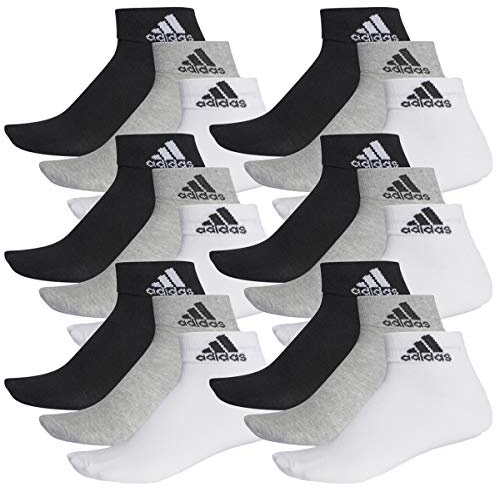 adidas Ankle/Quarter Socken Unisex Kurzsocke Knöchelsocke 18 Paar, Farbe:803 - grey/white/black, Socken & Strümpfe:37-39