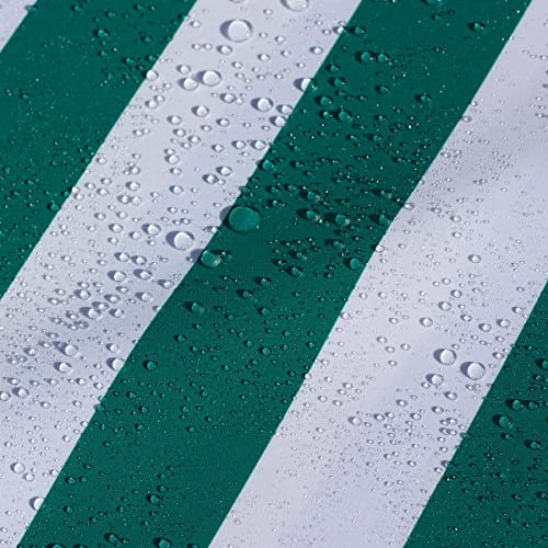 AQUA DENVER Wasserdichter Polyester Stoff Reißfest für Vordächer, Zelte, Outdoorbekleidung, Garten Meterware Farbpalette (Weiß-grüne Streifen)