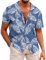 COOFANDY Men's Hawaiian Floral Shirts Cotton Short Sleeve Front Pocket Casual Summer Beach Shirt Tops Blue XL