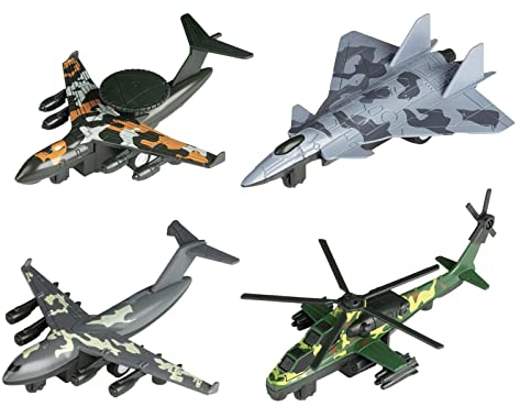 SM SunniMix 4Pcs Alloy Fighter Toys Pullback Mechanismus Aviation Airplane Party Favor Druckguss Metall Jet Flugzeug für Desktop Schlafzimmer Spieltisch, Tarnung