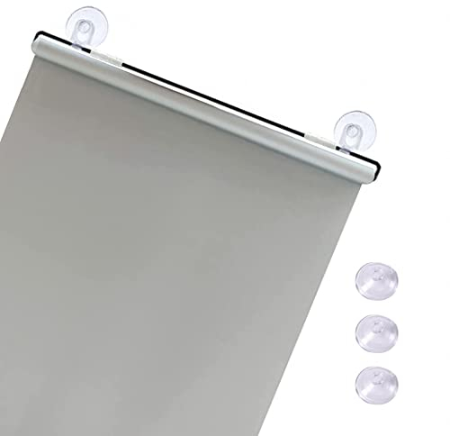 KGUDYS Sonnenschutz Rollo mit saugnäpfen,thermische verdunkelungs rollos,temporäre jalousien,einziehbare tragbare vorhänge,sichtschutz für innenräume,blickdichte,Grey-68x125cm/27x49in