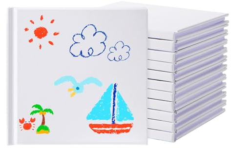 ZMCYN 12 weiße Hardcover-Notizbücher, blanko, 12,7 x 12,7 cm, blanko, unliniertes Skizzenbuch, weißes Notizbuch für Tagebuch, Skizzieren, Schreiben (22 Blatt/44 Seiten pro Notizbuch)