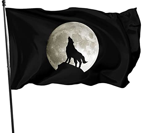 Dekoration Flagge 90X150cm Wolf Und Mond Fahnenkette Flaggen Premium Dekoration Fähnchen Doppelt Genäht Garten Fahnen Für Dekoration Aktivitäten Feiern
