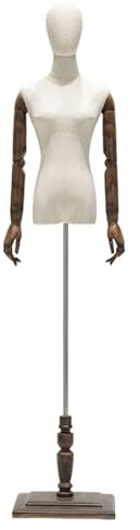 Schaufensterpuppe Weiblich Torso Übereinstimmen Antikem Europäischem Massivholzsockel, Glatter Und Langlebiger ABS Manipulator, Schneiderpuppe Verstellbar Anwendbar auf Kleiderständer, Boutique, Bekle