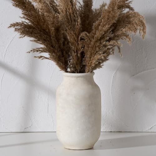 SIDUCAL Vase à Fleurs Rustique | Grand Vase en céramique de 24 cm | Décoration de Ferme Moderne pour la Maison, Table, Salon, étagère, cheminée, Blanc
