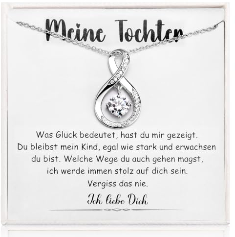 wynn's Kette Tochter Geschenke von Mama Papa, An Meine Tochter Kette mit Infinity-Anhänger AAA Zirkonia Halskette Geschenke für Tochter zum Abschluss Einschulung Geburtstag Weihnachten