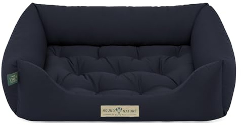 HOUND & NATURE | Orthopädisches Hundebett Zermatt, Hundekörbchen Kleine Hunde mit hohem Rand, Kuscheliges Hundesofa mit Hundekissen waschbar (S - 75x60 cm, Dunkelblau)