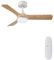 AUTODAY Legno Ventilatore da soffitto con luce 30W motore DC ultra silenzioso diametro 90cm con 3 pale reversibili Telecomando con funzione di memoria 6 velocità dimmerabile ventilatore soffitto
