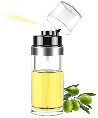 DONGKIKI Oil Sprayer for Cooking Air Fryer, 2 in 1 Oil Spray Bottle, 150ml Olive Oil Dispenser Bottle, Acrylic Oil Bottle with Spout, Olive Oil Spray Vinegar Spray for Cooking, Baking