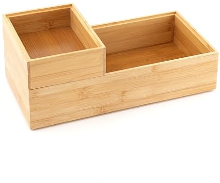 Hanseküche Aufbewahrungsboxen aus Bambus - 2er Set Ordnungsboxen Holz - Schachteln für Schubladen - Organisatorische Aufbewahrung - Stapelbare Kisten