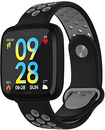 KANBUN F15 Reloj inteligente resistente al agua, monitor de frecuencia cardíaca, podómetro, modo de ciclismo, pulsera de fitness para teléfonos iOS y Android