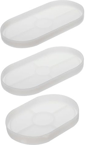 M METERXITY 3 Pack Silicone Planter Mould - DIY Oval Pallet Tray Moulds Jewellery Trinkets Store Plates Mould Apply to Offices Decorations (White)