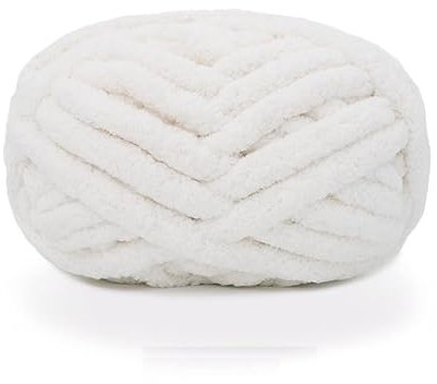 maikeduo Dicke Wolle, Diameter 2cm Chunky Wool, Grob Gestrickte Kuscheldecke, Roving Garn Zum Handstricken Häkeln, Grobstrick Weiches Wollgarn Haustier Bett Sofa (Weiß)