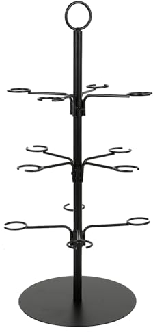 Cocktailbaumständer, Metall Display Rack Gläser Halter für Cocktails, Champagner, Wein, Getränke, Aperol, Martini, Tischplatte Weinglashalter, Champagnerständer für Bar Küche Partys (3 Etagen Schwarz)
