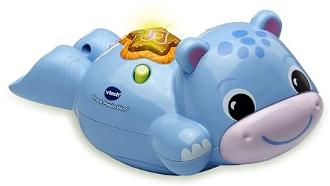 VTech Sing and Paddle Hippo, Swimming Hippo Bath Toy, Interactive Light-up Button with Phrases and Songs, Gift for Babies 12, 18, 24 Months Plus, English Version