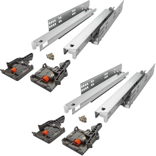 SOTECH 2 Paar FullSlide Vollauszüge UV2-35-K1D-L250-SC für 2 Holzschubladen 250 mm Schubladenschienen belastbar bis 35 Kg pro Paar