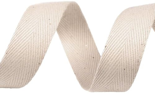 5m Köperband Baumwoll-Band 20mm Einfassband Kantenband Dekorationsband, Farbwahl, Farbe:ecru