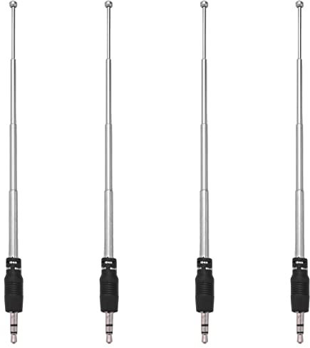 Uikdjgu 4X Antenne Radio 3.5 mm 4 Sections Radio Antenne Télescopique FM pour Téléphone Portable Mobile Mp3 Mp4 ÉQuipement Audio