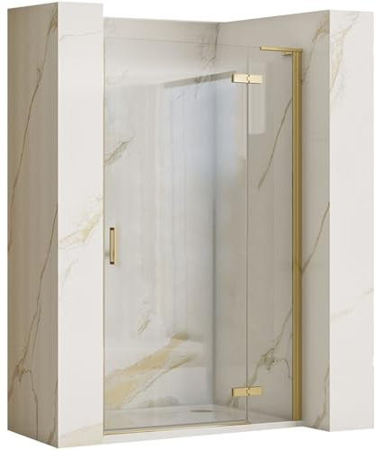 Rea Pendeltüren für Dusche Hugo 90 Brushed Gold (6 mm dickes Glas) - 1,8X90X200,5CM