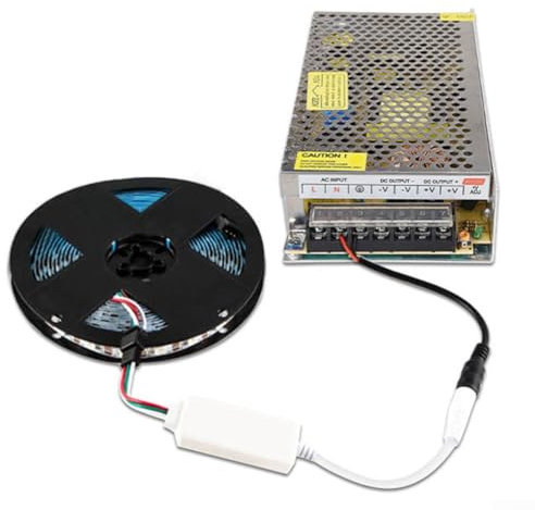 Controller intelligente a LED WiFi, DC 12 V 24 V, dimmerabile, controllo vocale, supporto controllo vocale, con funzione di temporizzazione, bianco