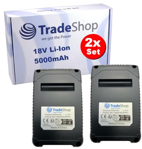 Trade-Shop Lot de 2 batteries Li-ion 18 V / 5000 mAh / 90 Wh compatibles avec système Einhell PXC PowerX-Change Outils de jardinage Outils électriques