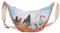Depesche 13343 Miss Melody Poppy Sand - Kleine Halbmond Umhängetasche in Beige, mit Pferde Motiv und Mohnblumen, Täschchen mit längenverstellbarem Gurt