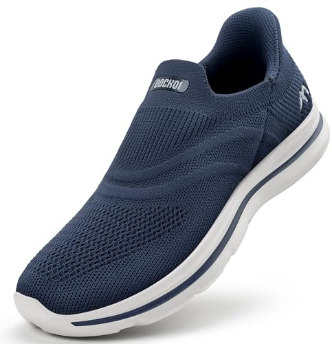 ODCKOI Slip On Sneaker Men's Lace Free Shoes Outdoor Running Shoes Lightweight Breathable Hand Running Shoes for Leisure, 1040 Dark Blue, 12.5 UK