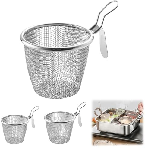 Generico Cestello per Pasta Separati in Acciaio Inox, Scolapasta in Acciaio Inox con Manico, Cestello per Pasta in Rete con Manico per Appendere Perfetto per Cucina E Ristorante