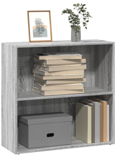 QZZCED Holzregal aus technischem Holz, Sonoma-Grau, 80 x 30 x 77 cm, offenes Regal mit reichlich Stauraum für Bücher und Dekoration, robuste Struktur und leicht zu reinigen
