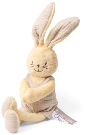 Chicco Plüsch Neugeborenes Weiches Velours-Kaninchen,Interaktives Spielzeug mit Sensorischem Klingeln und Klettverschluss,Verschiedene Texturen zur Taktile Entwicklung, Geschenk zur Geburt, ab 0 M