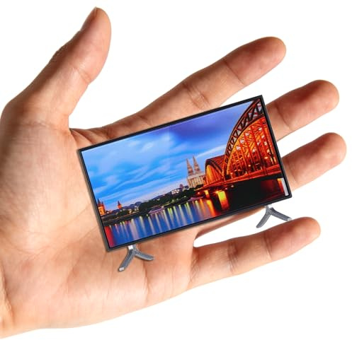 HAOWYYUU Mini Fernseher Spielzeug, Puppenhaus TV 1/12 Miniatur, Miniaturfernseher für Puppenstube, Wichtel Haus Möbel ​Zubehör - 8.3x4.7cm
