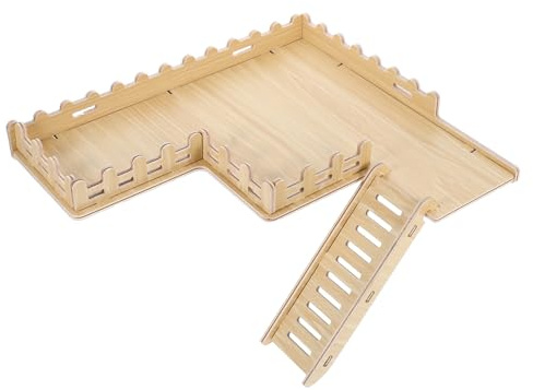 DOITOOL Hamsterkäfig Stabiles Zubehör Holzplattform mit Leiter und Zaun Dekoration im Käfig als Spielplatz und Lebensraum für Kleintiere