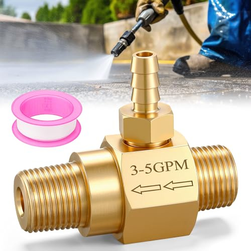 Otoolling Chemical Injector for Pressure Washer, Compatible with 100775, 3-5 Gpm, High Draw (20%), 4500 Psi, 3/8 Fast Connect Power Washer Down Stream Injector