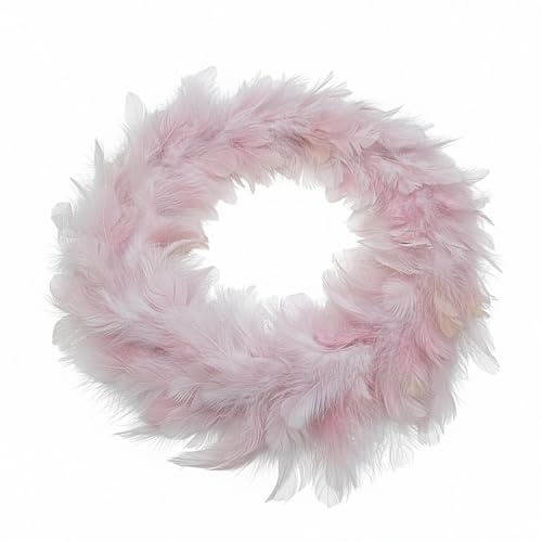 MACOSA KW301235_rosa Federkranz Rosa 35 cm Ø Dekokranz modern Osterdeko Tischdeko Türkranz Dekoration Ostern Frühling Kranz Osterkranz (35 x 35 x 5 cm)