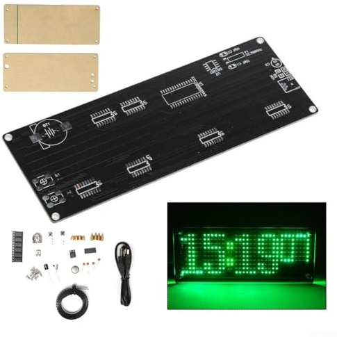 DIY LED Uhr Bausatz Digital für matrix Display mit Temperaturanzeige 5V Acryl Gehäuse Elektronik Kit für Hobby Blau(Green)