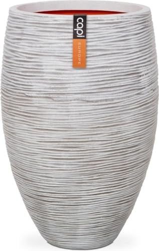 Capi Europe - Gefäß elegant Deluxe Rib NL - 38x58 - Elfenbein - Öffnung Ø27 - Blumentopf für den Innen- und Außeneinsatz - Bruchsicher - 100% recycelbar - KOFI1131