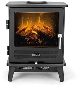 Dimplex Willowbrook Optimyst Electric Stove, Black Free Standing Electric Fireplace with 3D Flame Technology With LED Flame and Smoke Effect, Log Fuel Bed, Fan Heater, Thermostat, Remote Control