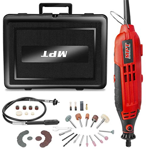 MPT 160W Rotary Multi Tool Kit Corded Rotary Power Tool Kit Set - 62 Accessories Variable Speed 10000-36000 RPM - Cutting Sanding Drilling Polishing Carving Sharpening Engraving - DIY