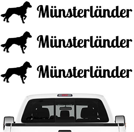 siviwonder Münsterländer Kleiner großer Aufkleber 3er Set Hundeaufkleber Hundemotiv Hund Farbe Schwarz, Größe 30cm
